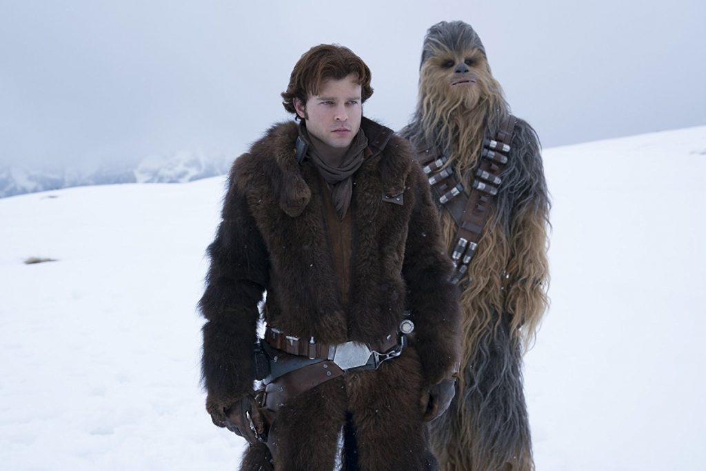 Alden Ehrenreich as Solo, and Chewie.