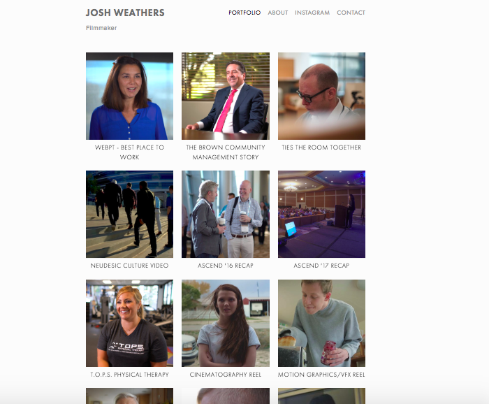 Portfolio Page for Josh Weathers