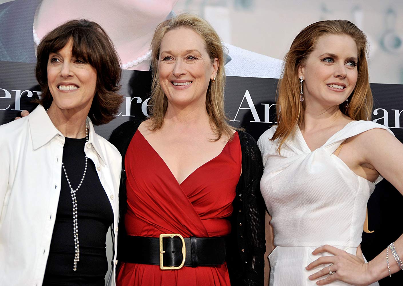 Nora Ephron, Meryl Streep, and Amy Adams at a press event for Julie & Julia (2009).