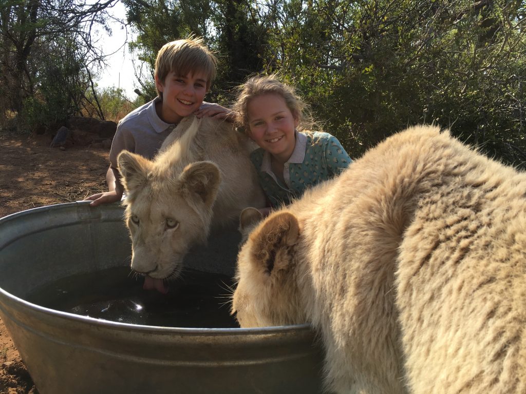 Daniah De Villiers and Ryan Mac Lennan on set of Mia and the White Lion.