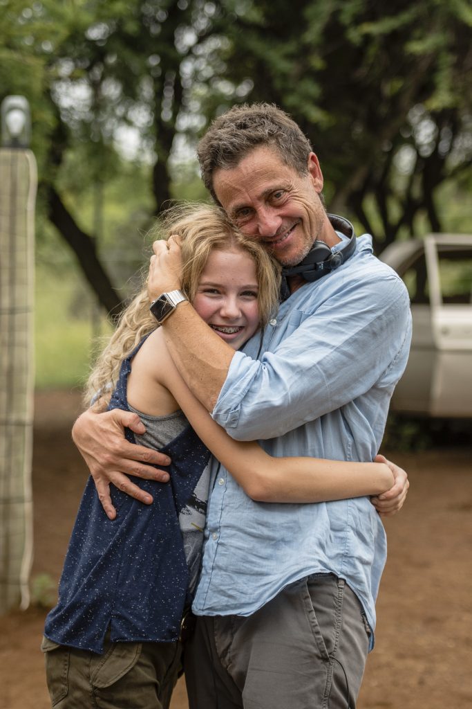 Gilles de Maistre and Daniah de Villiers on the set of Mia and the White Lion.