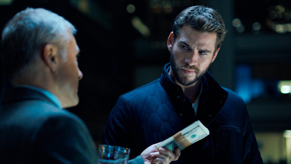 Christoph Waltz and Liam Hemsworth in Quibi's "Most Dangerous Game" (2020).